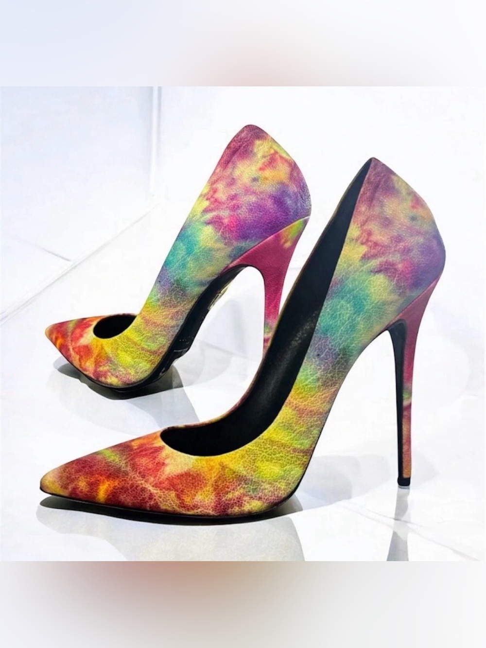 Lust For Life Rainbow Tie Dye Leather 5” Stiletto Pumps Heels 36 (US 5.5) Italy